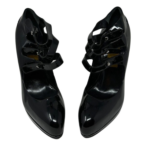 Lanvin Black Patent Leather Mary Jane Platform Pumps